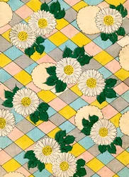 farve træblok print af krysantemum blomster