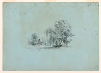 Tegning, landskabsscene, 1847