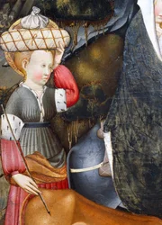 Tjener, detalje fra Flight into Egypt, altertavle fra Verdu