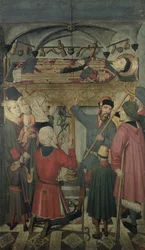 Eksorcisme af en besat mand under St. Vincent af Saragossas grav (d.304) fra altertavlen af St. Vincent af Saragossa