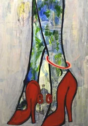 86, 2012 (mixed media på akvarelpapir monteret på panel med opskrift på bagsiden)