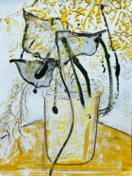 Fleur De Sel No. 08 Gold Black White Monotype, 2021 (olie på papir)