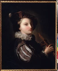 ""The Young Page With A Mirliton"" (Page With A Reed Pipe) Maleri af Jean Alexis Grimou (1678-1733) 18. århundrede. Rokoko. Olie på lærred. Pushkin-museet i Moskva