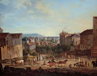 Bastionen af Michottes i Nancy. Maleri af Jean Baptiste Claudot (1733-1805), ca. 1801. Nancy, Musee Historique Lorrain - Michottes Bastion i Nancy (Frankrig). Maleri af Jean Baptiste Claudot (1733-1805)