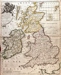 Kort over kongerigerne England, Skotland og Irland (Storbritannien)
