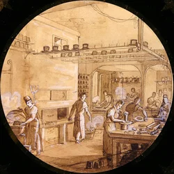 Design til en sevres-plade fra Service des Arts Industriels (pen og blæk med forhøjning)