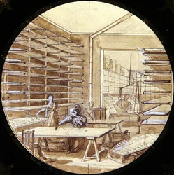 Design til en sevres-plade, fra Service des Arts Industriels (pen & blæk med forhøjning på papir)