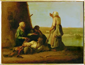 Le Repos des Faneurs, resten af høtyvene (maleri på lærred)