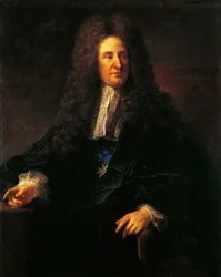 Portræt af Jules Hardouin Mansart (1646-1708), fransk arkitekt, førende skikkelse inden for fransk barokarkitektur, maleri af Jean-Francois Millet (1814-1875)