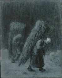 Kvinder, der bærer brændebundter