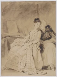 The Intimate Conversation, ca. 1778-80 (blyant, pen, pensel, brunt og sort blæk på papir)