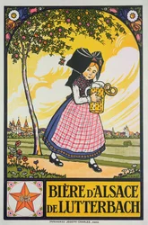 Plakat reklameøl fra Lutterbach, Alsace (farve litho)