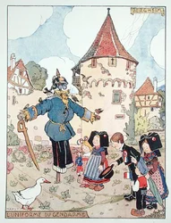 Politimandens uniform, karikatur af befrielsen af Alsace