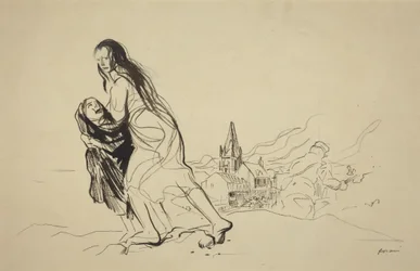Efter Douai, sandsynligvis 1918 (blæk på papir)