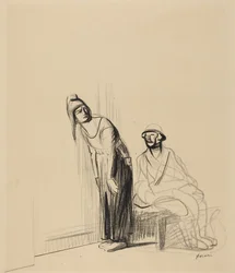 På fredskonferencen, ca. 1919 (blæk på papir)