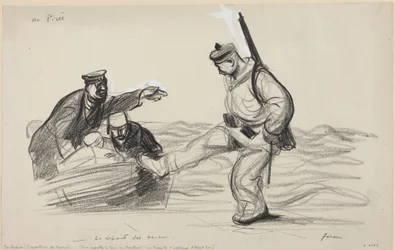 Au Piree. -Le départ des boches, ca. 1914-1919 (tegning)