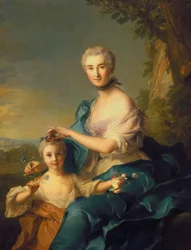 Madame Crozat De Thiers og hendes datter (olie på lærred)