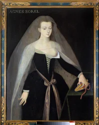 Portræt af Agnes Sorel (1422-1450) (Dame af Beaute sur Marne) (Beaute-sur-Marne), kong Charles VII