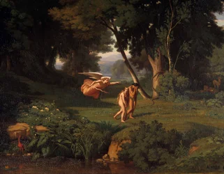 Adam og Eva Chasse du Paradis Maleri af Achille Benouville (1815-1891) 1841 søn. 1,45x1,46 m Besancon, Museum of Fine Arts