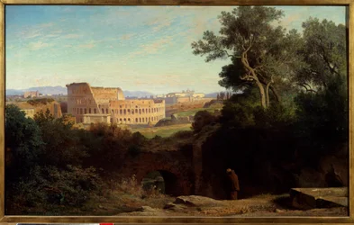 Udsigt over Colisee (Colosseo) fra Palatin-bjerget (Palatino) til Rom Maleri af Achille Benouville (1815-1891) 1870 Søn. 0,78x1,26 m Paris, musee d