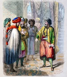 Mehemet Ali (1769-1849) recoit des messages de son fils en campagne en Arabie - Muhammad Ali Pasha eller Mehmet Ali modtager beskeder fra sin søns kampagne i Arabien. For at sikre oppositionens nederlag i Arabien sendte Muhammad Ali sin søn, Ib