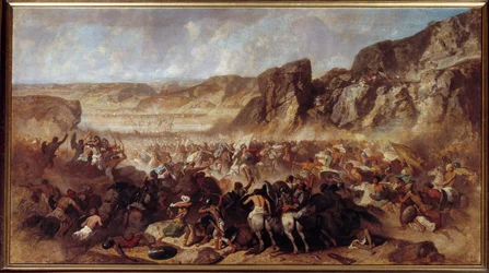 Episode af de ti tusinds tilbagetog (Illustration of the Anabase”” af Xenophon) De Ti Tusind er græske lejesoldater, der er hvervet af den persiske prins Kyros den Yngre (424-401 f.Kr.) i hans kamp mod hans bror Artaxerxes II (404 -358) BC). Painti