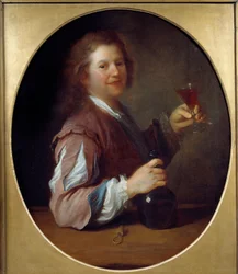 Portræt af kunstneren i drinker Maleri af Jean Alexis Grimou (1680-1740) 1724 Søn. 1x0,85 m