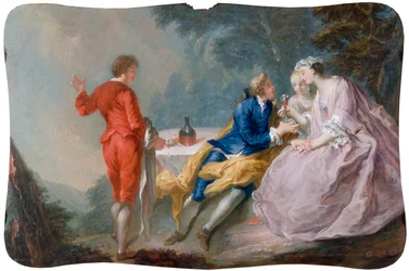 Fete galante: Samtalestykke, ca. 1730 (olie på lærred)