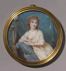 Portræt af en kvinde, der læner sig tilbage på en sofa, ca. 1804.