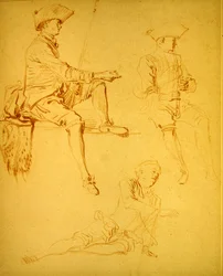 Figurstudier (rødt kridt på papir)