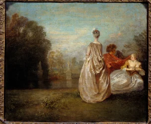 De to kusiner Maleri af Jean Antoine Watteau (1684-1721) 1716 Søn. 0,35x0,26m