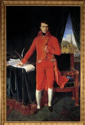Portræt i fuld længde af Napoleon Bonaparte (1769-1821) som første konsul Maleri af Joseph Pel efter Jean-Auguste-Dominique Ingres (Jean Auguste Dominique) (1780-1867) 1929 søn. 1,2x2,2m. Malmaison, Slotsmuseet OBS! Brug af dette værk kan være underlagt
