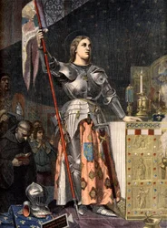 Portræt af Jeanne d’Arc (1412 - 1431) ved kroningen af Karl 7. (1429), stik ved Ingres - Jeanne d’Arc ved kroningen af Karl 7., stik efter Ingres