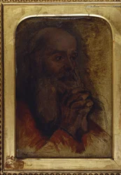 Studie af en gammel mands hoved til "Jesus Among the Doctors"