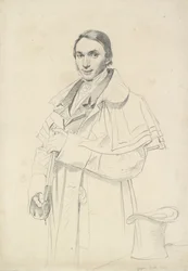 Trekvart-længde portræt af Jean-Francois-Antoine Forest (grafit på hvidt vævet papir)