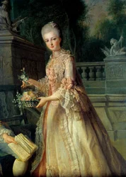 Portræt af Louise Adelaide, kommende hertuginde af Orleans (1753-1821) Detalje. Maleri af Jean Baptiste Charpentier (1728-1806) 1700-tallet.