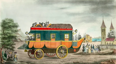 Bilen (eller flid) har damp: Fransk opfindelse fra 1835. Indgravering af Ange Tissier (1814-1876). 1835. Privat samling