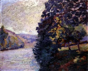 Solopgang ved Crozant, Bretagne, ca. 1916 (olie på lærred)