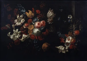 ""Bukettens stilleben"" (Blomster) Maleri af Jan Baptiste Bosschaert (1667-1746) Private samlinger fra det 18. århundrede af Pushkin-museet, Moskva
