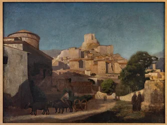 Landsby i Lazio (olie på lærred)