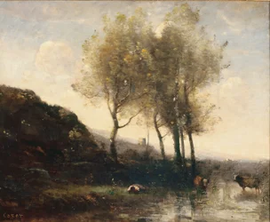 Kohyrde hviler ved foden af Cool Hills, ca. 1855-65