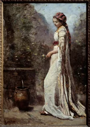 Græsk pige har springvandet. Maleri af Camille Corot (1796-1875)