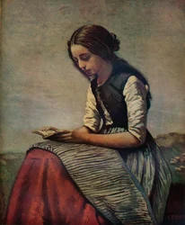 La petite Liseuse eller ung hyrdeinde siddende og læsende, c1855