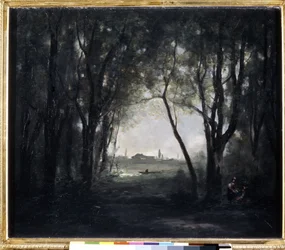 ""Paysage au lac"" (Landskab med en sø) Maleri af Camille Corot (1796-1875) 1865-1873 Dim. 53x65,5 cm Eremitagemuseet, Sankt Petersborg (Saint-Petersburg)