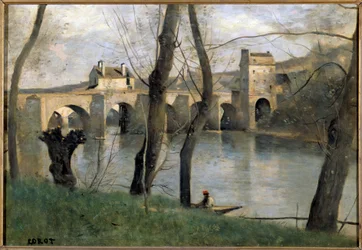 Udsigt over Mantes-broen Maleri af Camille Corot (1796-1875) 1800-tallet søn. 0,38x0,55 m Paris musee du Louvre