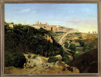 Volterra, le Municipe Maleri af Camille Corot (1796-1875) 1800-tallet søn. 0,7x0,94 m