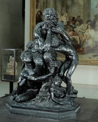 Ugolin-tyran i Pisa. Illustration af helvede i "Den guddommelige komedie"" af Dante. Bronzeskulptur af Jean Baptiste (Jean-Baptiste) Carpeaux (1827-1875)