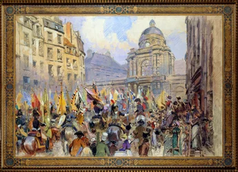 Overgivelsen til Senatet af Trophees efter slaget ved Ulm og Austerlitz i 1806 Esquisse en akvarel af Edouard Detaille (1848-1912)