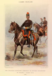 Typer og uniformer af kaptajn Jules Richards franske armé, Illustreret af Edouard Detaille (1848-1912): Chef for artilleri-eskadrille, der kommanderede divisionens kavaleribatterier i stor kjole i 1887, privat samling