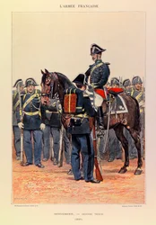 Typer og uniformer af kaptajn Jules Richards franske armé, illustreret af Edouard Detaille (1848-1912): Gendarmerie en grande attire en 1887, Collection Partiale